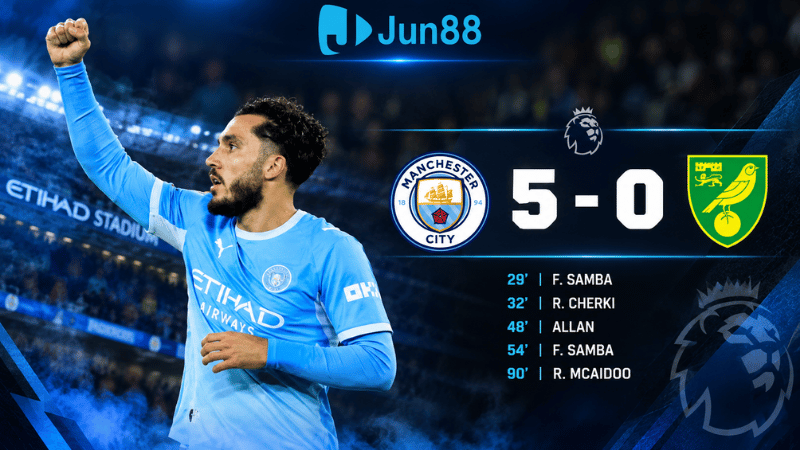 Man City chiến thắng huỷ diệt 5 bàn